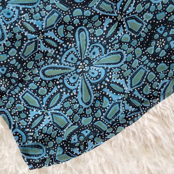 Y2K Style Mosaic Print Bias Cut Teal Skirt - Picture 2 of 6